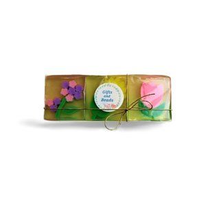 Gifts and Beads | Set of 3 Assorted Flowers Transparent Bar Soaps each 3.5 oz.